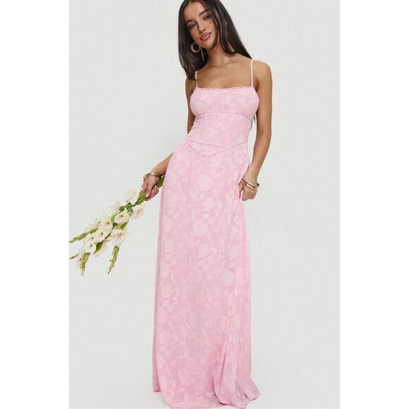 Princess Polly South Of France Maxi Dress Pink Size 12 Nwot - Picture 1 of 10